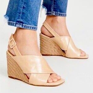 Paloma Barcelo Agatha Leather Wedge Sandals Makeup Size 5